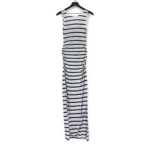 THREE DOTS Striped Maxi Dress White Navy XS